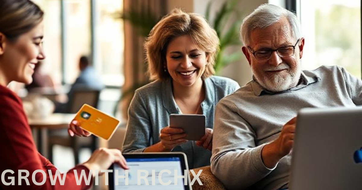 A sleek, futuristic black or metallic DeFi debit card with the “Retik Finance” logo placed on a stylish desk next to a smartphone displaying a crypto wallet app with real-time RETIK token balance. In the background, a user taps the card at a modern contactless payment terminal in a coffee shop or tech store. The environment is real-world and professional, with a tech-forward atmosphere. Include visual elements like a QR code scan, wallet address on screen, and a subtle DeFi dashboard in the background. The overall mood should convey innovation, security, and real-world utility of crypto cards.